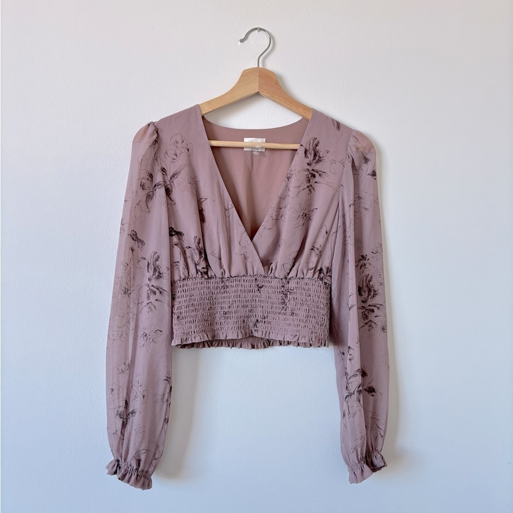 Aritzia Wilfred Genoa Chiffon Wrap Floral Top